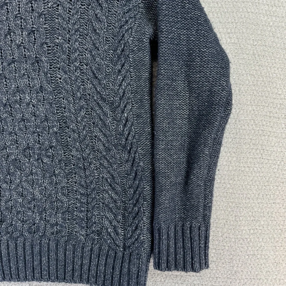 Banana Republic Cable Knit Sweater Mens Medium Blue Knarl Fisherman Preppy
